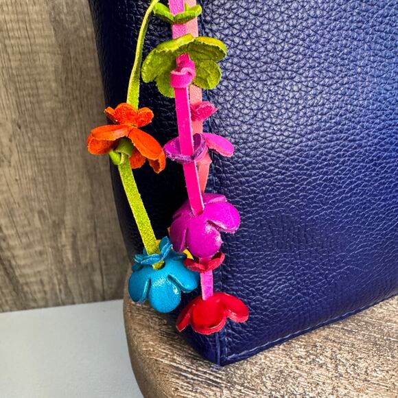 Leather Flower Purse Charm Genuine Leather Bag Charm NEW FAST SHIP - Picture 3 of 7